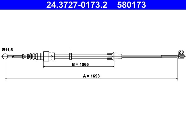 Kabel, parkeringsbremse, Bak ATE ATE