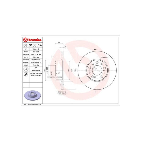 Bremseskive Full, Framaksel BREMBO BREMBO
