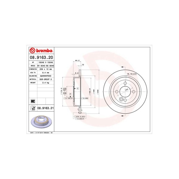Bremseskive Full, Bakaksel BREMBO Coated disc line BREMBO