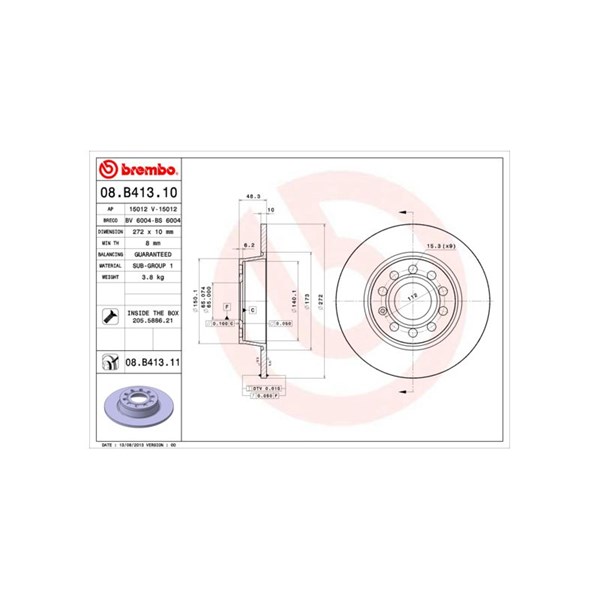 Bremseskive Full, Bakaksel BREMBO Coated disc line BREMBO