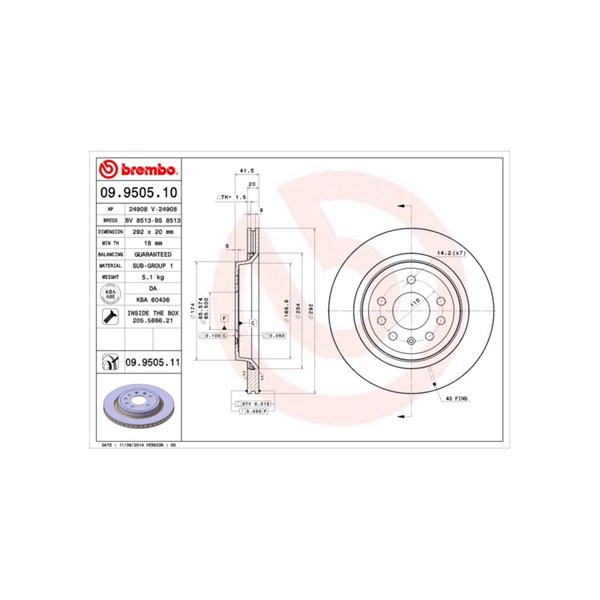 Bremseskive Innvendig ventilert, Bakaksel BREMBO Coated disc line BREMBO