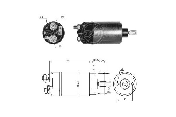 Magnetbryter, starter 12V