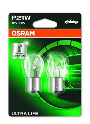 Lyspære OSRAM ULTRA LIFE P21W BA15s, Bak, Foran, Foran eller bak, OSRAM