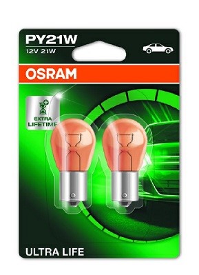 Lyspære OSRAM ULTRA LIFE PY21W BAU15s, Bak, Foran, Foran eller ba OSRAM