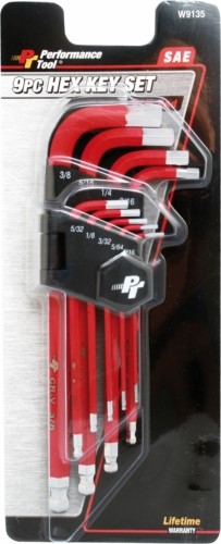 Unbrakonøkkelsett langt, 9 deler