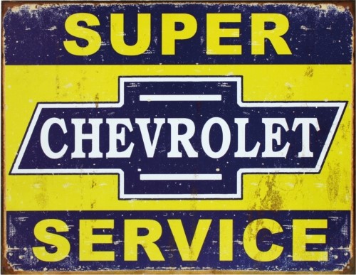 Blikkskilt/gm Super Chevy Servi Blikkskilt/gm Super Chevy Servi