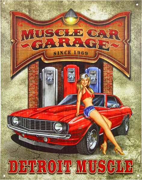 Blikkskilt/muscle Car Garage - P193809 - 193809
