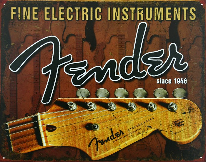Blikkskilt/fender instrument