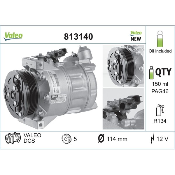 Kompressor, klimaanlegg 12V VALEO VALEO