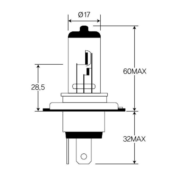 Halogenpære H4 P43t 12V Halogenpære H4 P43t 12V