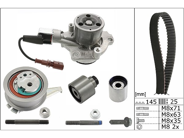 Vannpumpe + tannremmsett INA INA