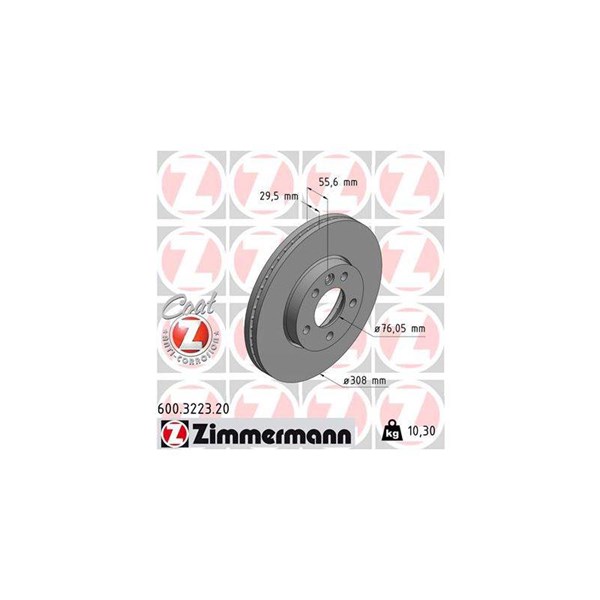 Bremseskive Innvendig ventilert, Framaksel ZIMMERMANN Coat z ZIMMERMANN