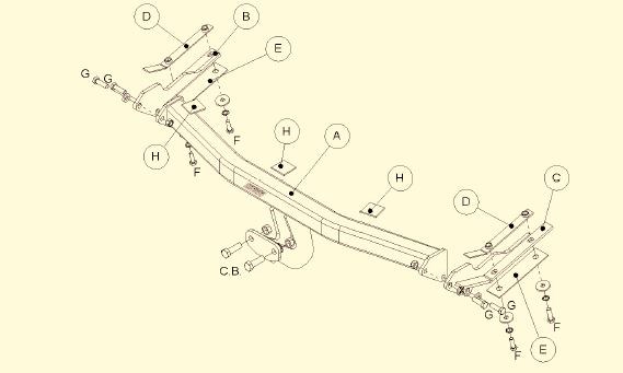 Tilhengerfeste-sett med fast kule WITTER WITTER