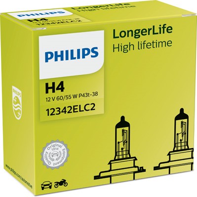Halogenpære PHILIPS LongerLife H4 P43t-38 12V PHILIPS Philips