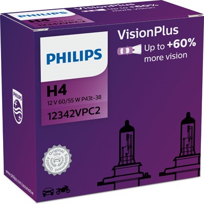 Halogenpære  PHILIPS VisionPlus H4 P43t-38 Philips