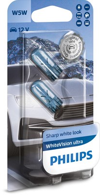 Pære PHILIPS WhiteVision ultra W5W W2,1x9,5d, Bak, Foran, Sideins Philips