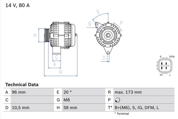 Dynamo 14V 80A BOSCH BOSCH