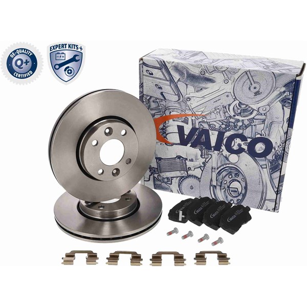 Bremsesett, Skivebremser Ventilert, Framaksel VAICO Expert kits + VAICO