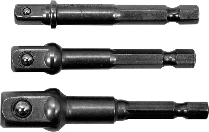 Hylsadaptersats  3 st, 1/4", 3/8", 1/2" Yato