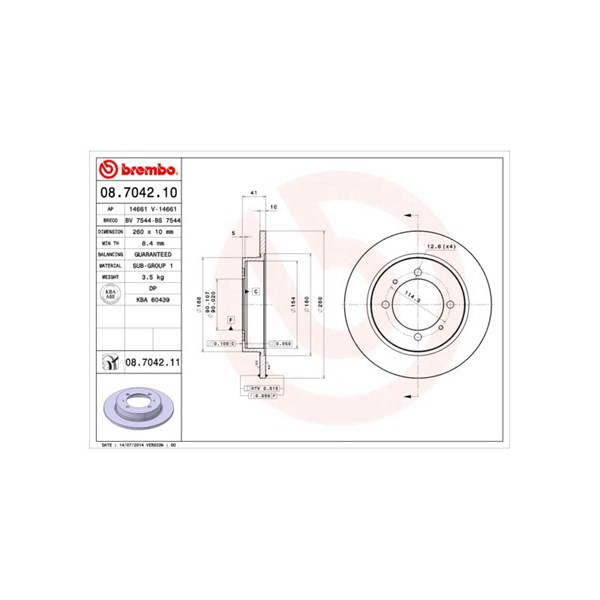 Bremseskive Full, Bakaksel BREMBO Coated disc line BREMBO Bremseskive Full, Bakaksel BREMBO Coated disc line BREMBO