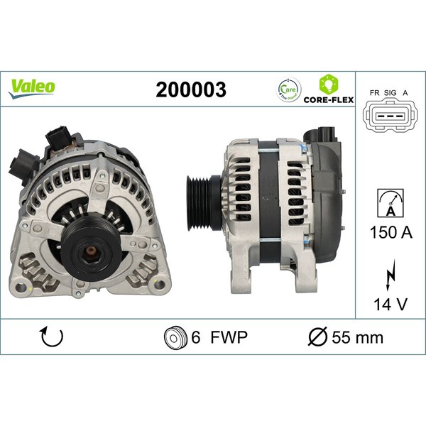 Dynamo 14V 150A VALEO Valeo core-flex VALEO