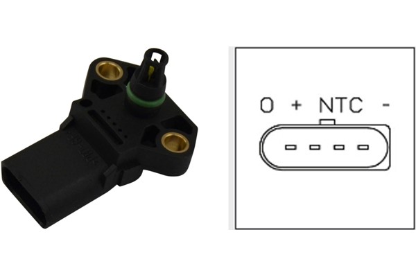 Sensor, sugerørtrykk, Nede, Innsugningsmanifold KAVO PARTS KAVO PARTS