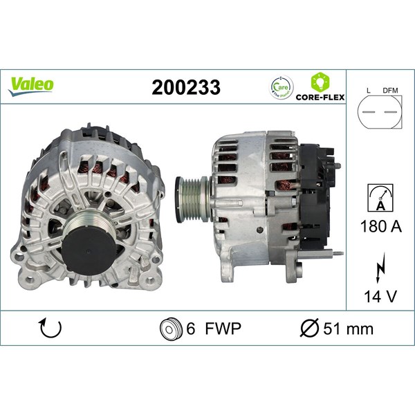 Dynamo 14V 180A VALEO Valeo core-flex VALEO
