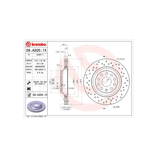 Bremseskive Perforert/ventilert, Bakaksel BREMBO Brembo xtra line BREMBO