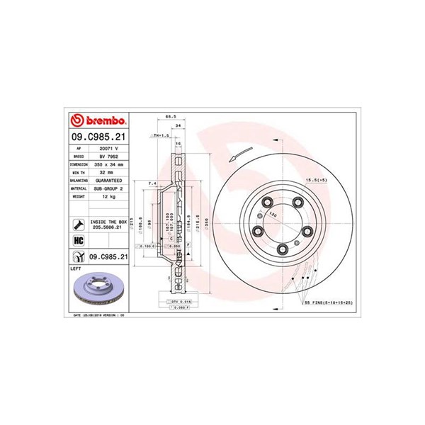 Bremseskive, Framaksel, Framaksel venstre BREMBO BREMBO