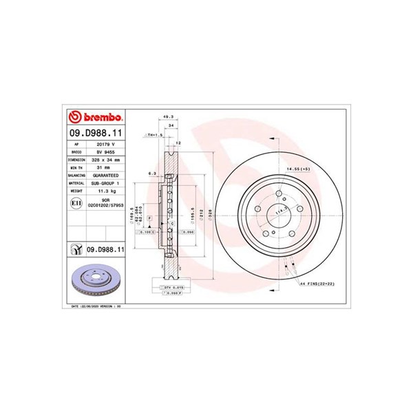 Bremseskive Innvendig ventilert, Framaksel BREMBO BREMBO