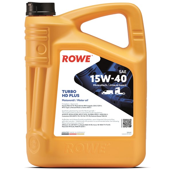 Motorolje Rowe Hightec Turbo Hd+ 15w-40 5l A3/B4 E7, 5L ROWE ROWE