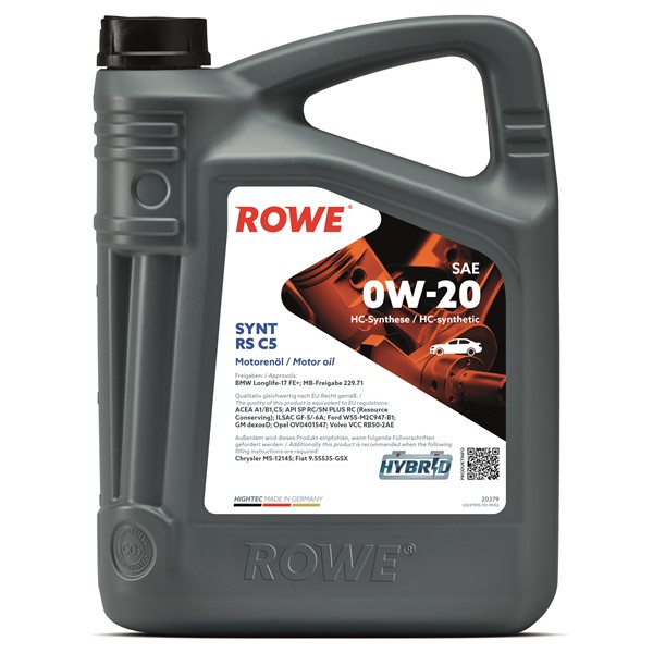 Motorolje Rowe Hightec Synt Rs C5 Sae 0w-20 5l ROWE ROWE