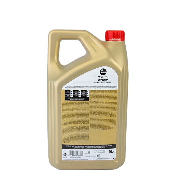 Motorolje Castrol EDGE Turbo Diesel 5W-40 5L CASTROL Motorolje Castrol EDGE Turbo Diesel 5W-40 5L CASTROL