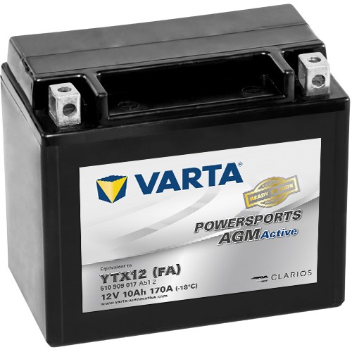 MC Batteri AGM VARTA TX12 (FA) 12V 10Ah 170A, Bagasjerom VARTA VARTA