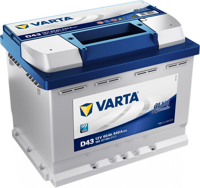 VARTA STARTER BATTERI VARTA BLUE DYNAMIC D43 12V 60AH - P1836912 - alfa romeo, cadillac, chevrolet, chrysler, daewoo, dodge, fiat, hyundai, jeep, kia