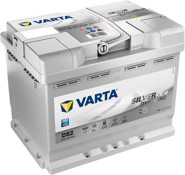 STARTER BATTERI VARTA SILVER DYN AGM D52 12V 60AH 680A, Bagasjero VARTA