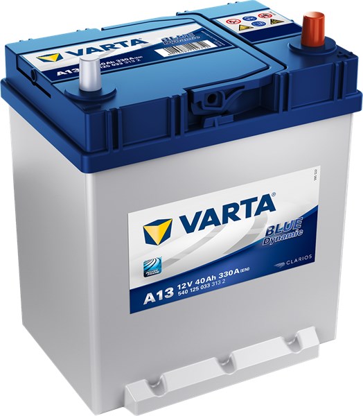 STARTER BATTERI VARTA BLUE DYNAMIC A13 12V 40AH 330A - P1837016 - daewoo, daihatsu, honda, hyundai, kia, piaggio, suzuki - OE 3711005100, 3711005200,
