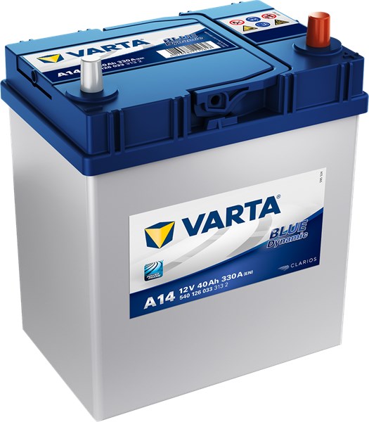 STARTBATTERI VARTA BLUE DYNAMIC A14 12V 40AH 330A - P1837017 - chevrolet, citroën, daihatsu, honda, hyundai, kia, lada, mitsubishi, morgan, nissan, pe