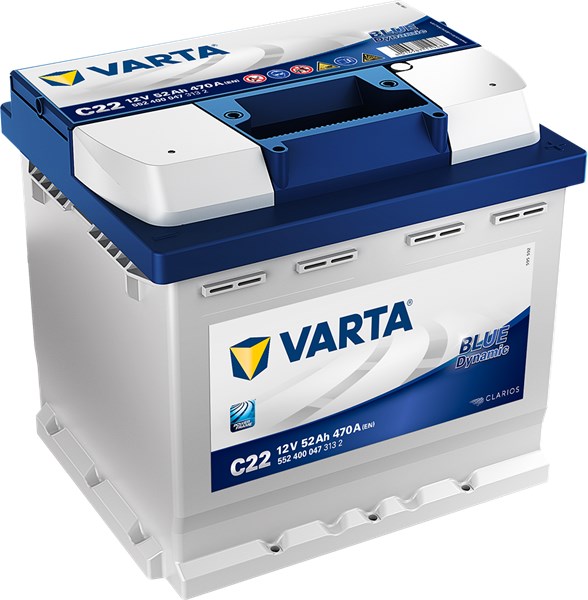 STARTER BATTERI VARTA BLUE DYNAMIC C22 12V 52AH 470A, - P1837025 - abarth, alfa romeo, audi, bentley, bmw, chevrolet, chrysler, citroën, dacia, dfsk,