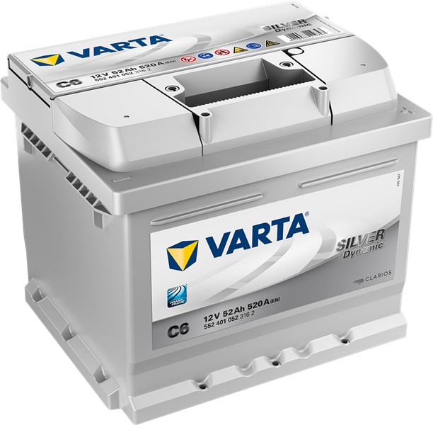 STARTER BATTERI VARTA SILVER DYNAMIC C6 12V 52AH 520A, - P1837026 - audi, austin, chevrolet, citroën, daf, fiat, ford, ford usa, honda, hyundai, lanci