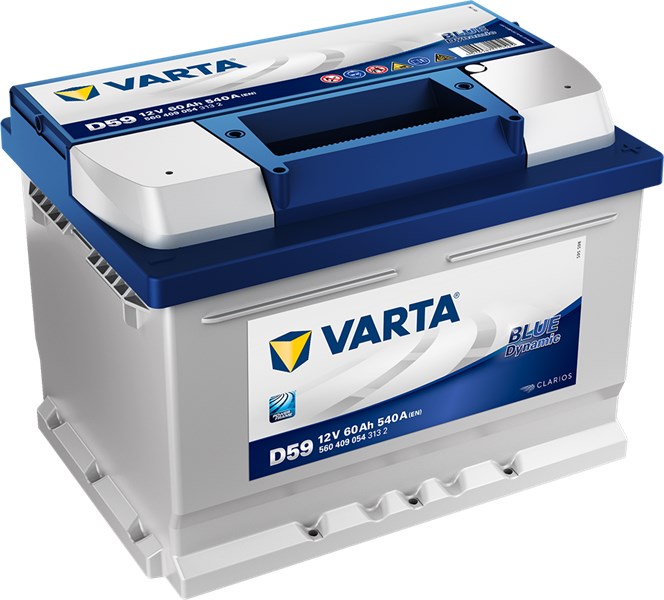 STARTER BATTERI VARTA BLUE DYNAMIC D59 12V 60AH 540A - P1837029 - alfa romeo, alpina, audi, austin, bmw, cadillac, chevrolet, chrysler, citroën, dacia
