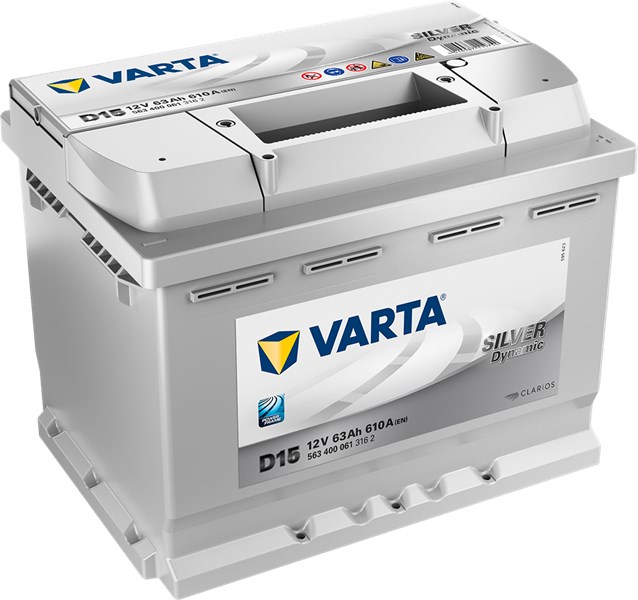STARTER BATTERI VARTA SILVER DYNAMIC D15 12V 63AH 610A, Bagasjero VARTA