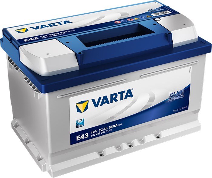 STARTER BATTERI VARTA BLUE DYNAMIC E43 12V 72AH 680A, Fotrom VART VARTA
