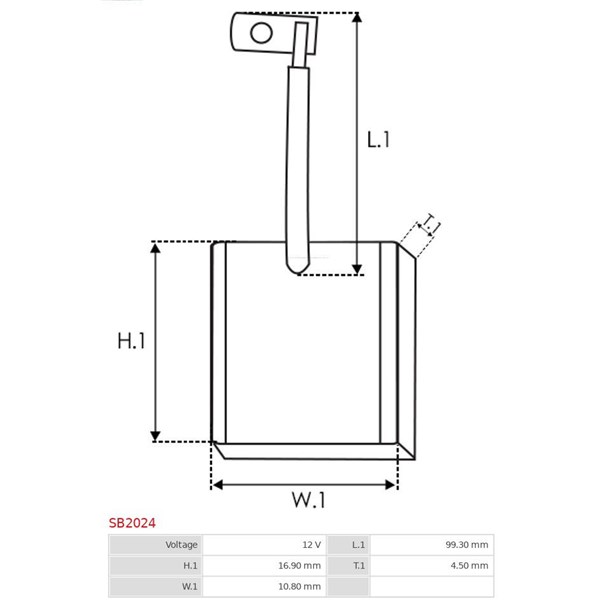 Kullbørste, starter 12V As-pl SB2024 AS-PL