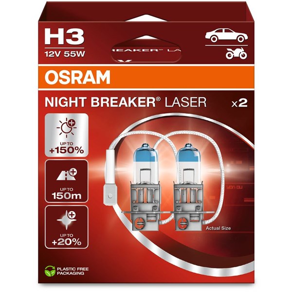 Halogenpære Osram Night Breaker Laser H3 PK22s 12V OSRAM OSRAM