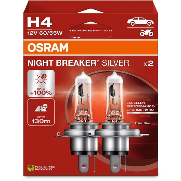 Halogenpære Osram Night Breaker Silver H4 P43t OSRAM