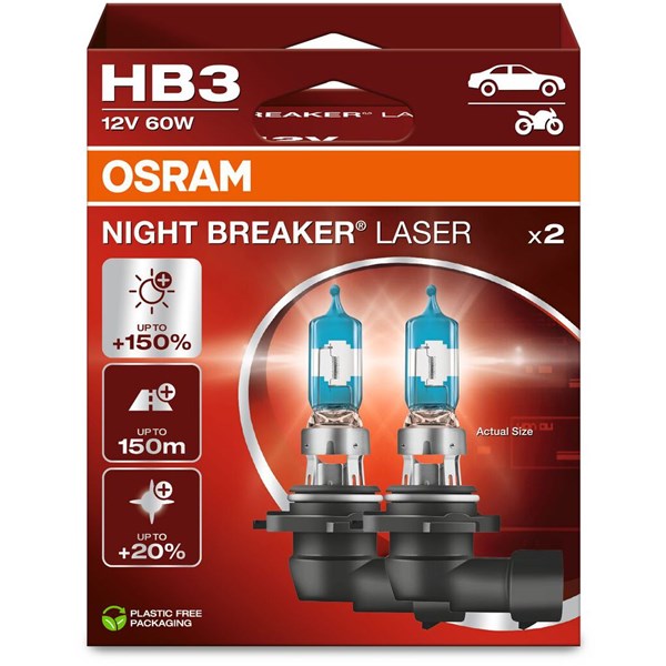 Halogenpære Osram Night Breaker Laser ­HB3 P20d OSRAM