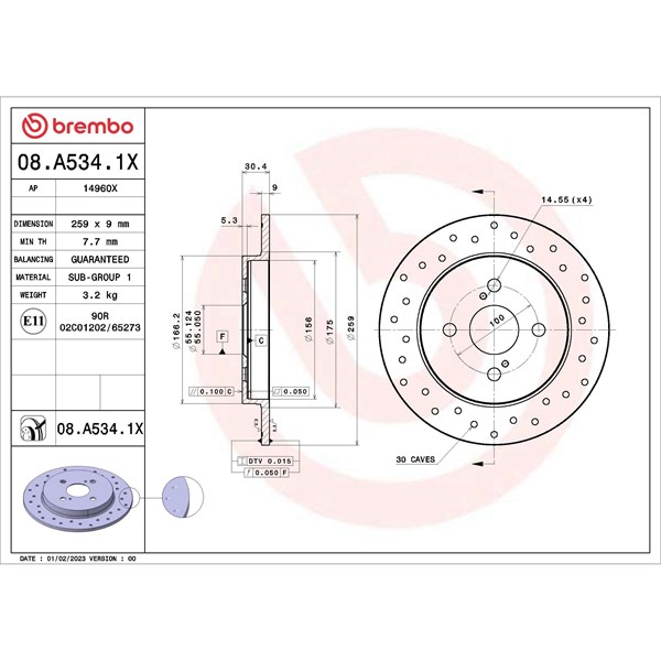 Bremseskive Full, Bakaksel BREMBO BREMBO