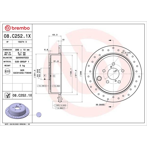 Bremseskive Full, Bakaksel BREMBO BREMBO
