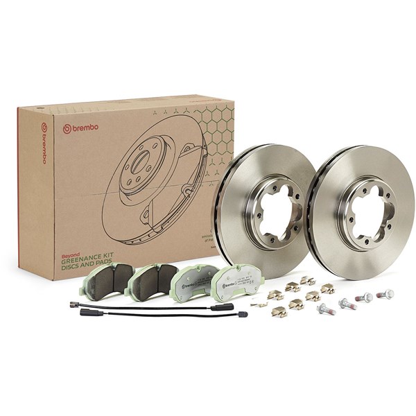 Bremsesett, Skivebremser Innvendig ventilert, Framaksel BREMBO BREMBO